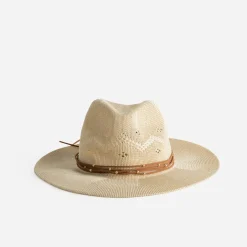 Chapeau tressé lacets marron^Texto Hot