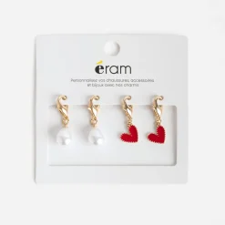 Charms dorés métal cœurs et perles^Eram Sale