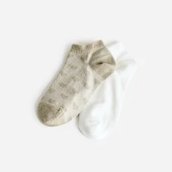 Chaussettes doré jacquard cœurs et écrues^Eram