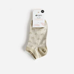 Chaussettes doré jacquard cœurs et écrues^Eram