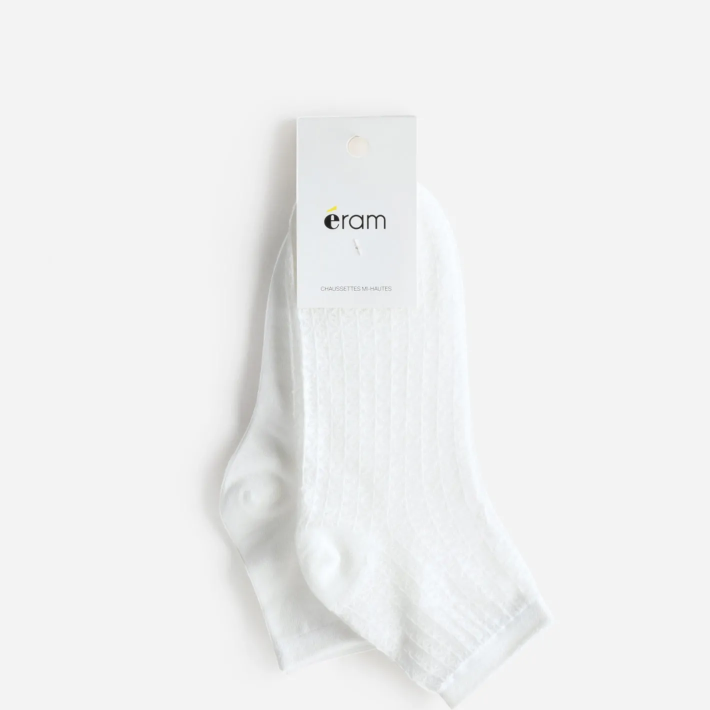 Chaussettes blanches résille graphique et coton^Eram