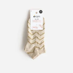 Chaussettes courtes chevrons dorés^Eram