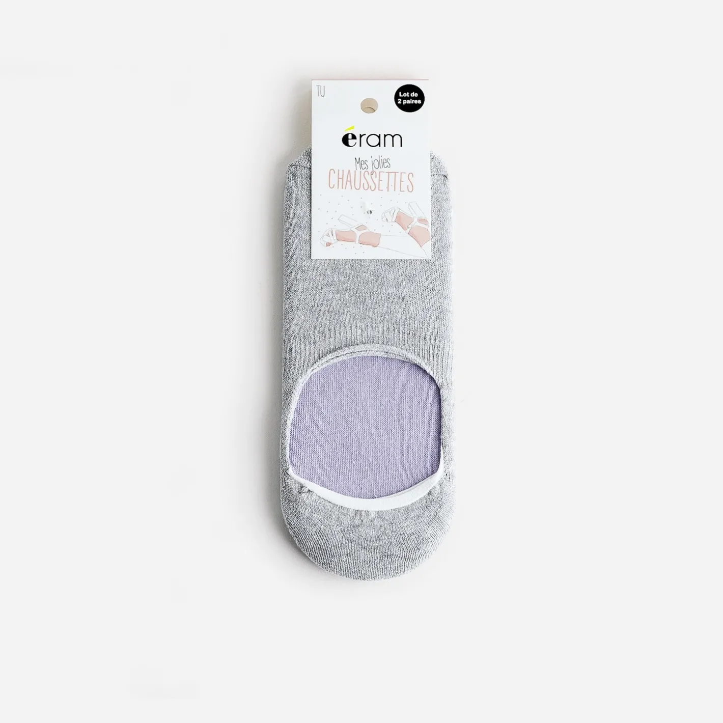Chaussettes invisibles parme et gris argenté^Eram Hot