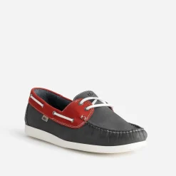 Chaussure bateau marine et rouge cuir nubuck^Tbs Discount