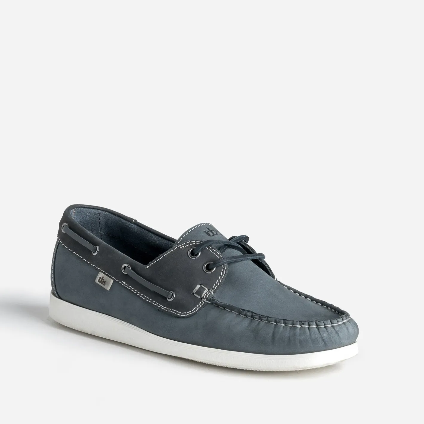 Chaussure-bateau bleu denim cuir nubuck^Tbs New