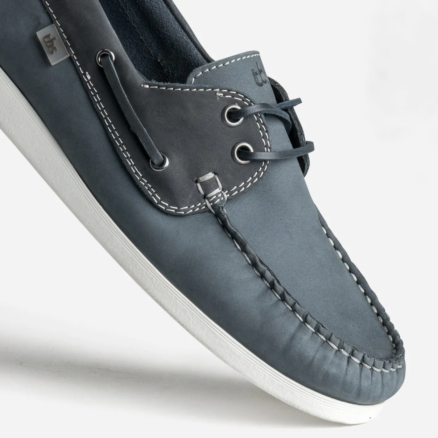 Chaussure-bateau bleu denim cuir nubuck^Tbs New