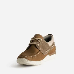 Chaussure-bateau et marron cuir^Tbs