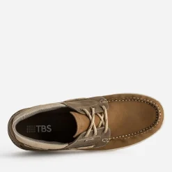 Chaussure-bateau et marron cuir^Tbs