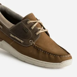 Chaussure-bateau et marron cuir^Tbs