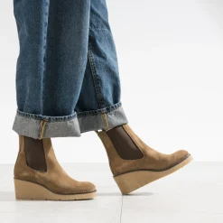 Chelsea boots compensé cuir velours^Eram Online