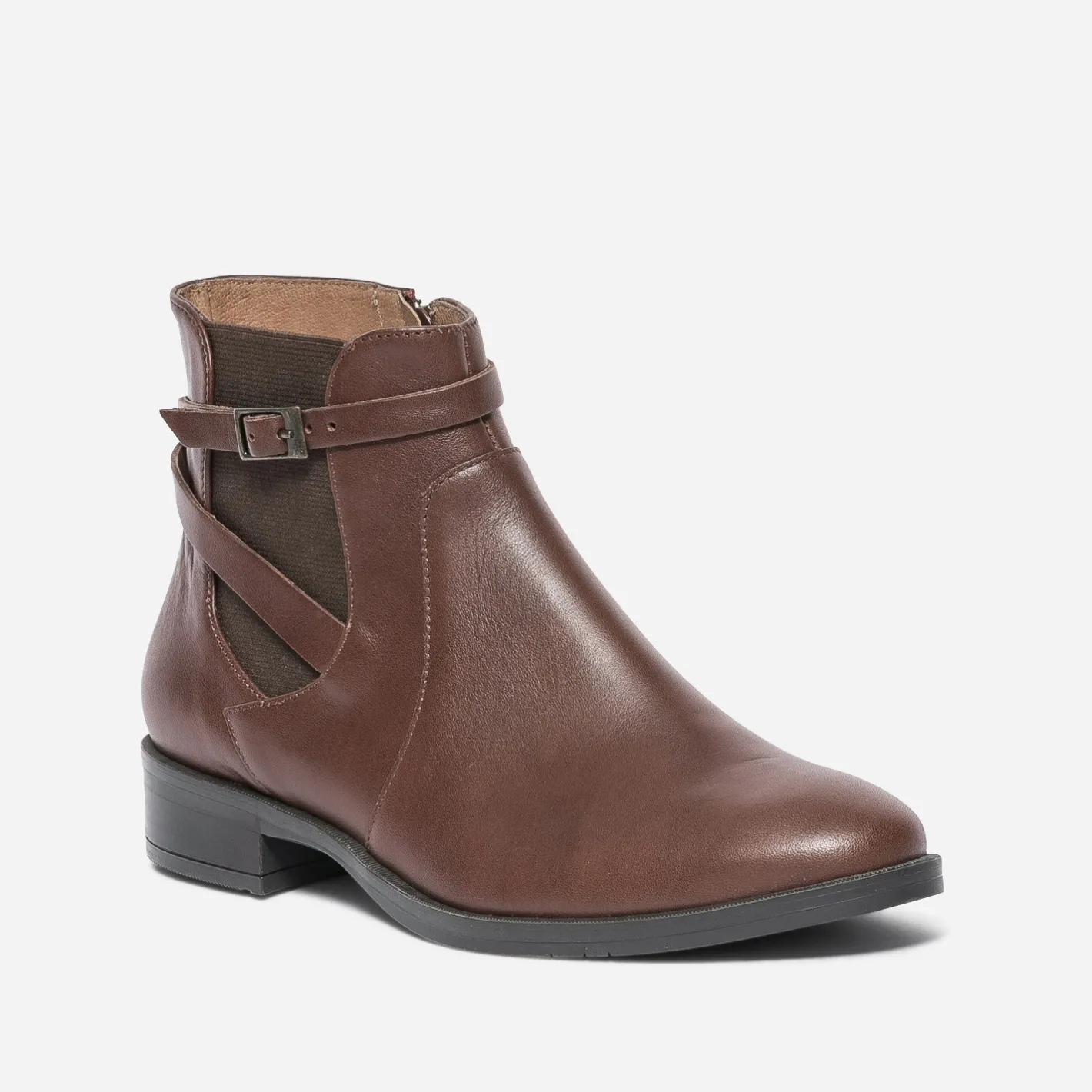 Chelsea boots cognac en cuir avec bride^Eram Flex Online