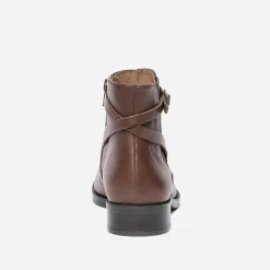 Chelsea boots cognac en cuir avec bride^Eram Flex Online