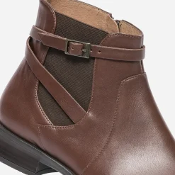 Chelsea boots cognac en cuir avec bride^Eram Flex Online
