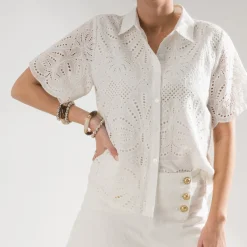 Chemise écrue broderie anglaise^Texto Sale