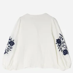 Chemise écrue broderies marine^Texto Clearance