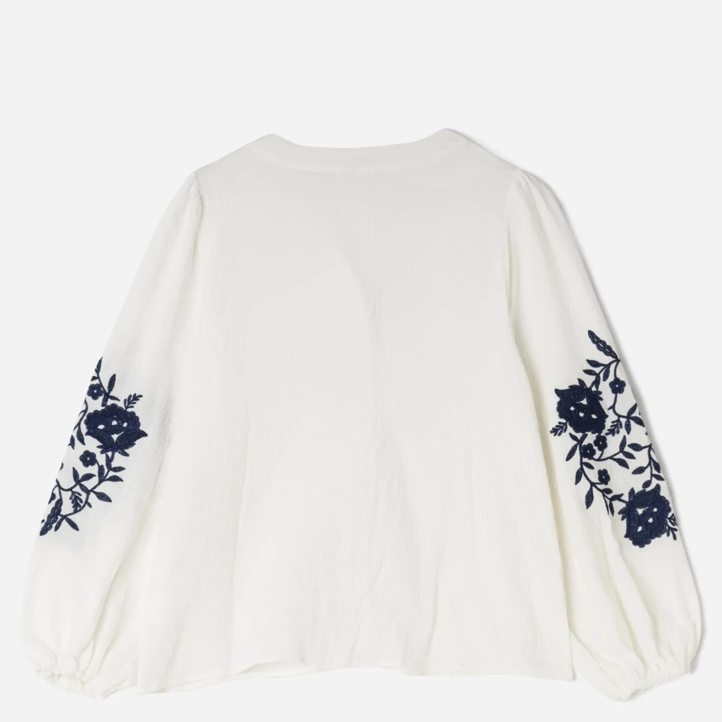 Chemise écrue broderies marine^Texto Clearance