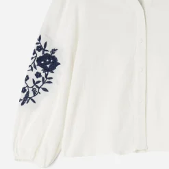 Chemise écrue broderies marine^Texto Clearance
