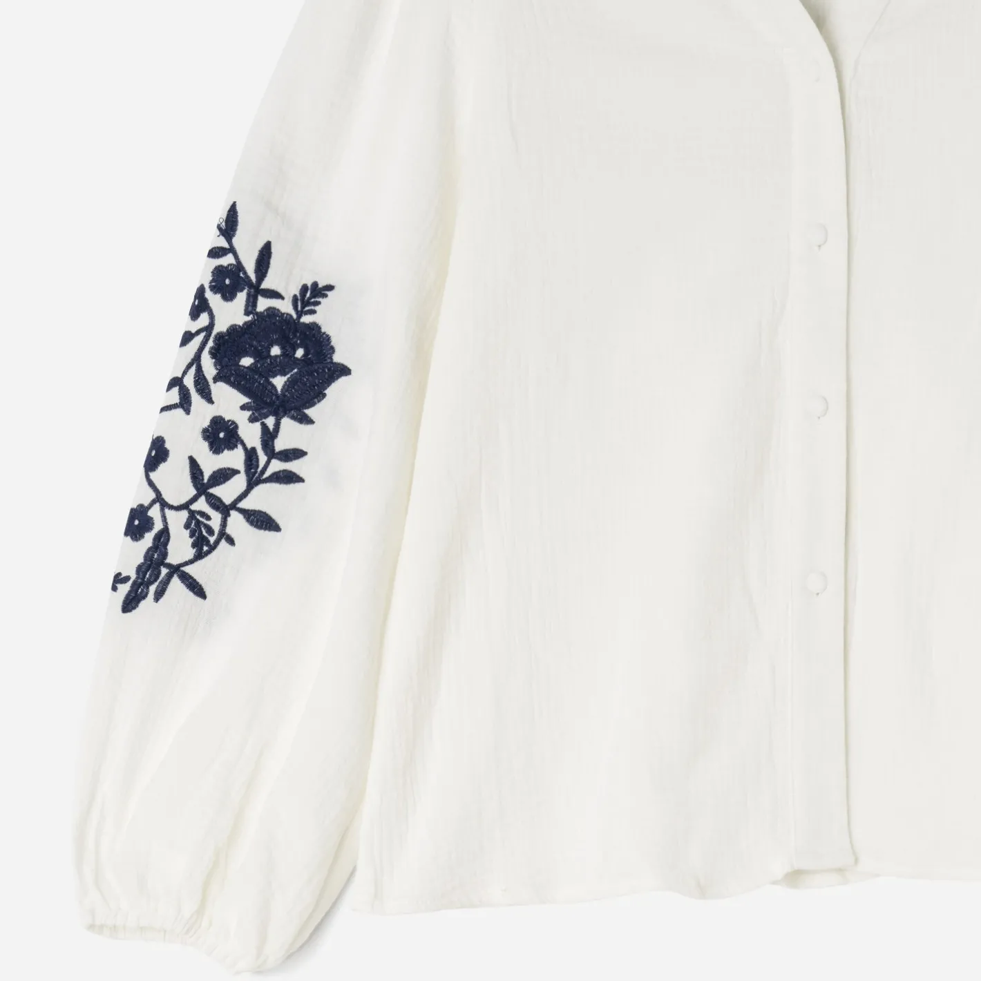 Chemise écrue broderies marine^Texto Clearance