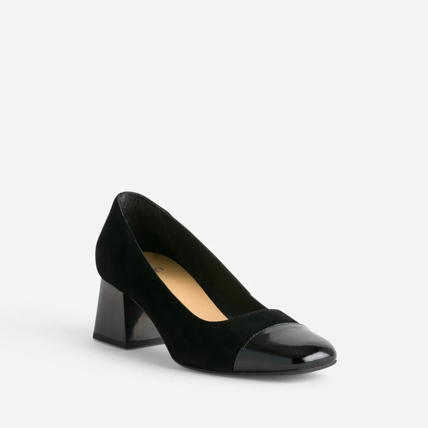 Escarpin cuir velours bout verni^Eram