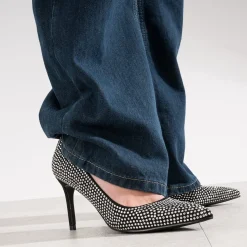 Escarpin stiletto noir décor strass^Texto Sale