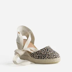 Espadrille compensée beige motif léopard^Eram Online