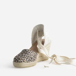 Espadrille compensée beige motif léopard^Eram Online