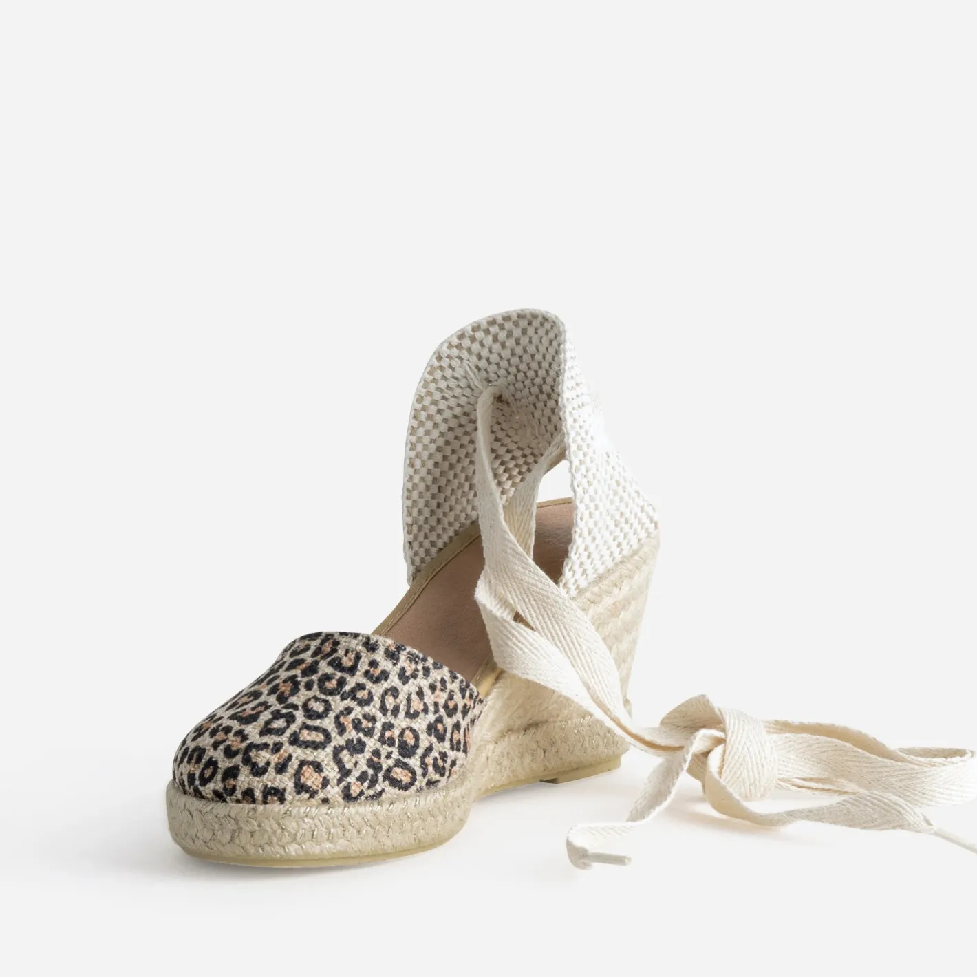 Espadrille compensée beige motif léopard^Eram Online