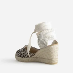 Espadrille compensée beige motif léopard^Eram Online