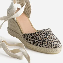 Espadrille compensée beige motif léopard^Eram Online