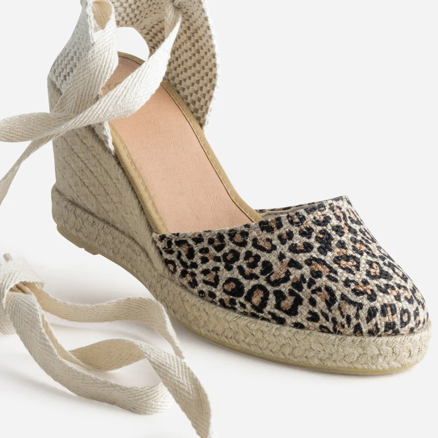 Espadrille compensée beige motif léopard^Eram Online