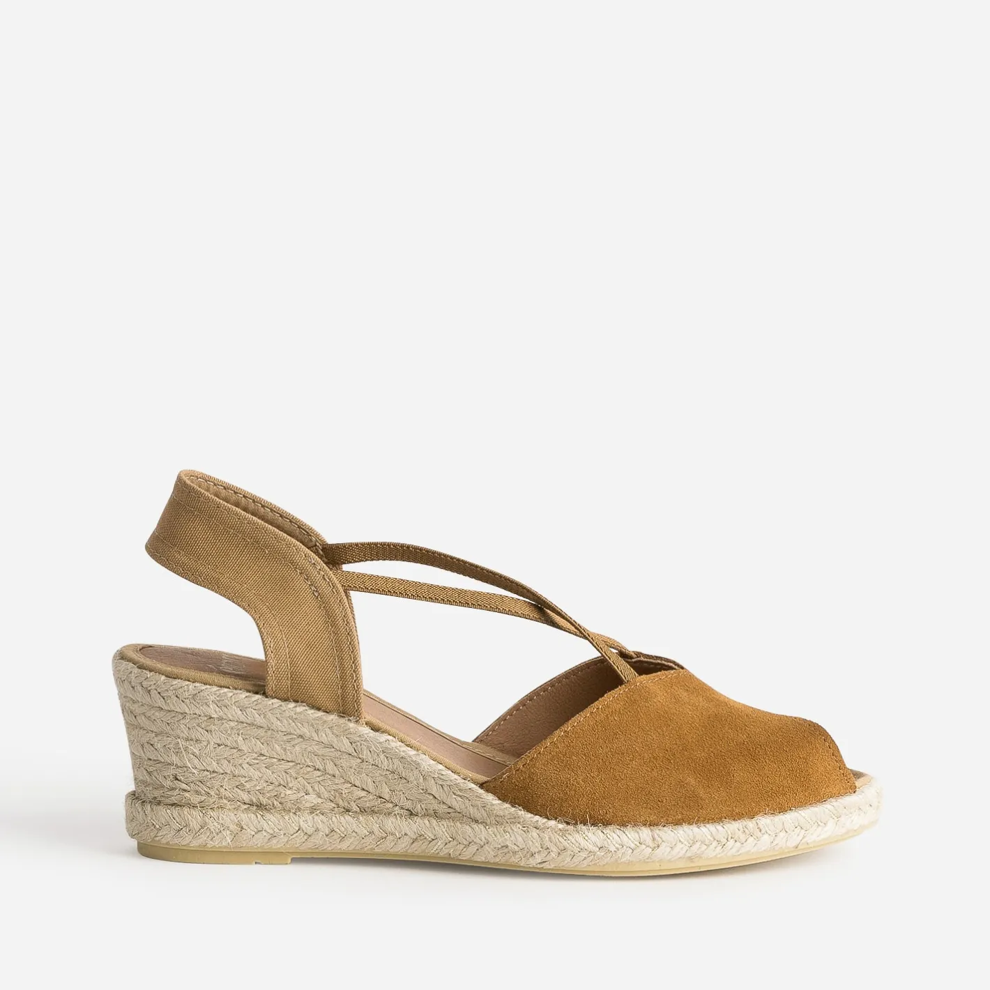 Espadrille compensée cuir velours éco-conçu^Eram Best