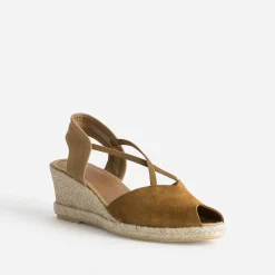 Espadrille compensée cuir velours éco-conçu^Eram Best