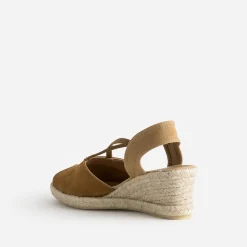 Espadrille compensée cuir velours éco-conçu^Eram Best