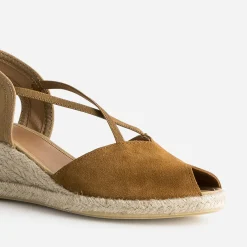 Espadrille compensée cuir velours éco-conçu^Eram Best