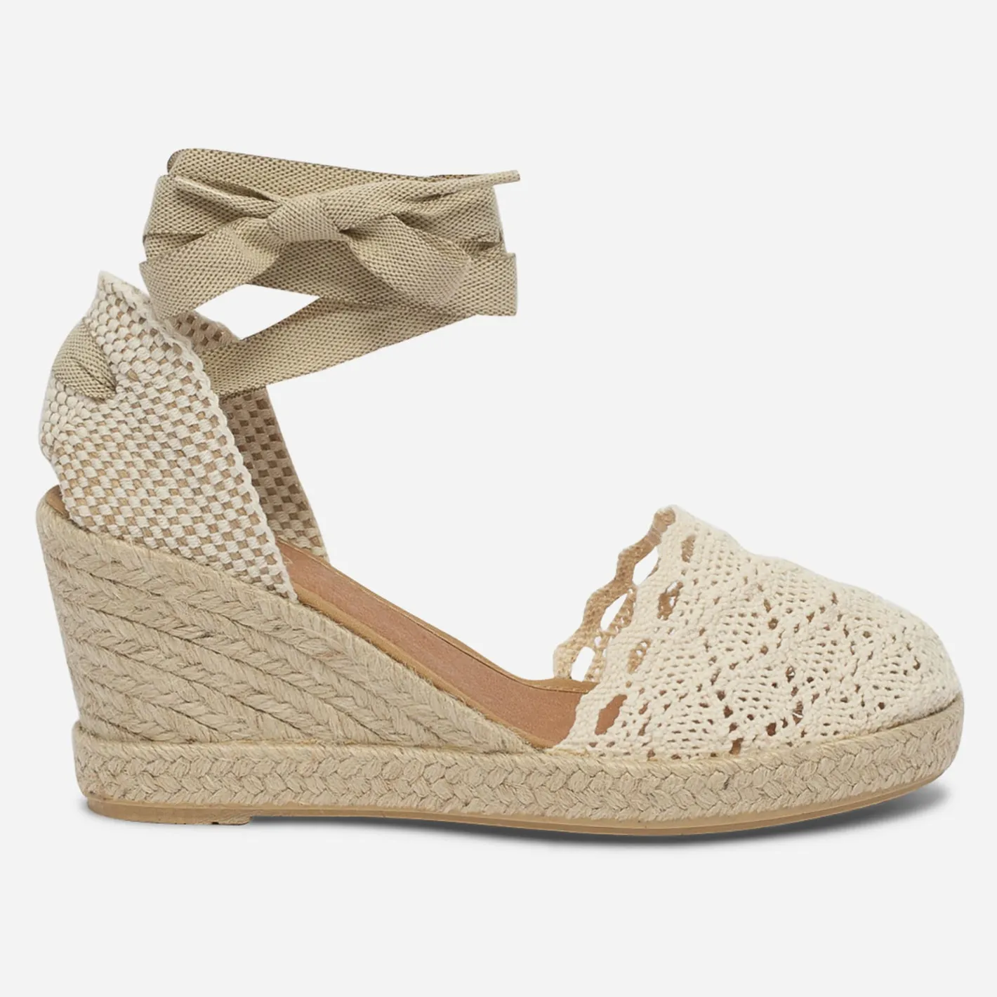Espadrille compensée écrue façon crochet^Eram Sale