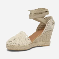 Espadrille compensée écrue façon crochet^Eram Sale