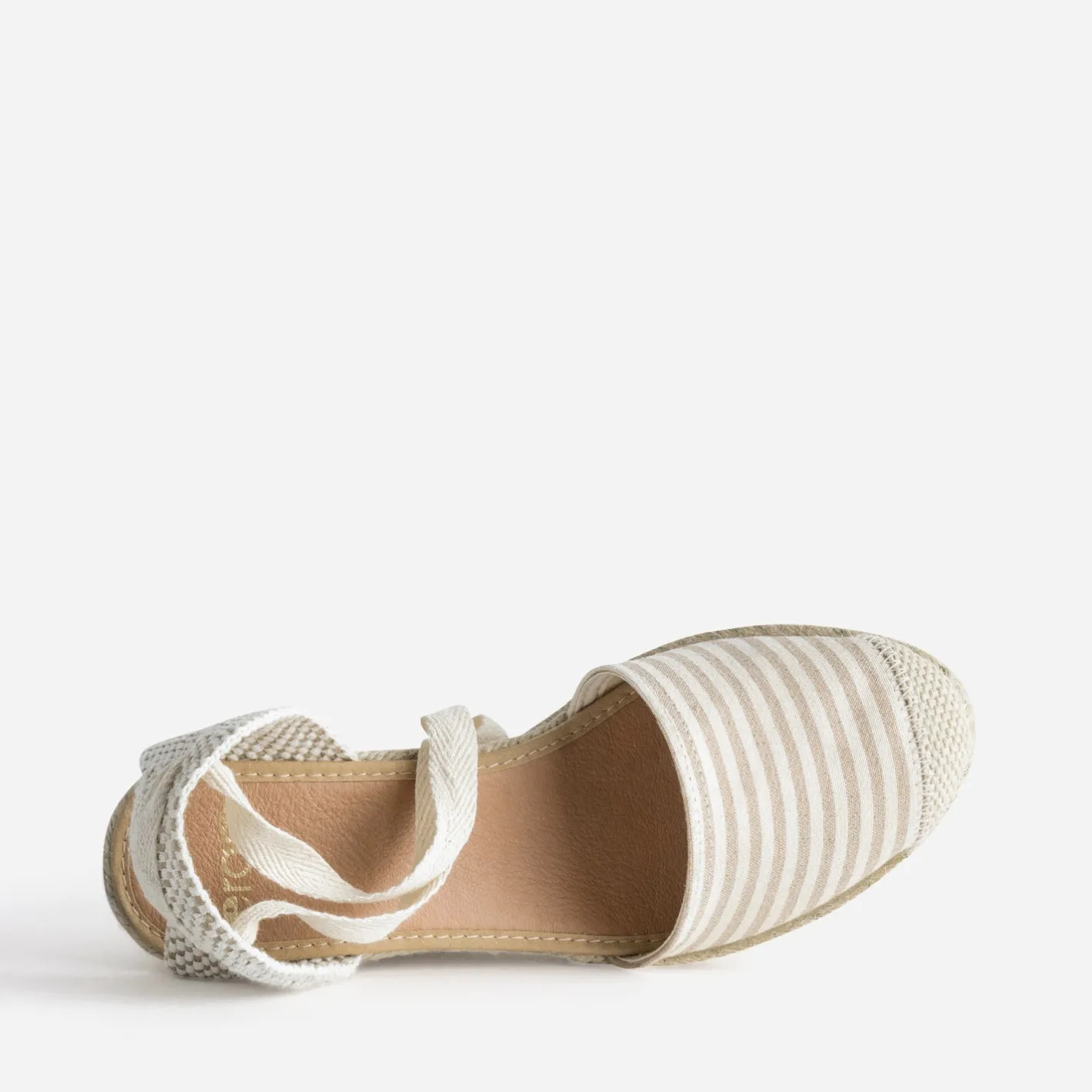 Espadrille compensée écrue toile rayée^Eram Discount