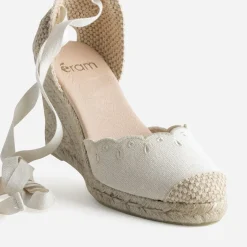 Espadrille compensée écrue toile brodée^Eram