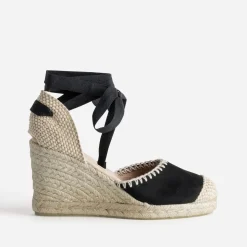 Espadrille compensée e cuir velours brodé^Eram New