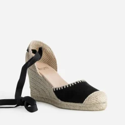 Espadrille compensée e cuir velours brodé^Eram New