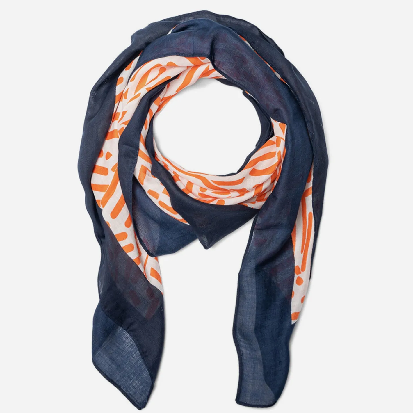 Foulard carré blanc à motif graphique rouge et bordure marine^Tbs Clearance