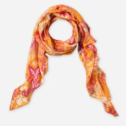 Foulard motif floral et rayures dorées^Texto Online