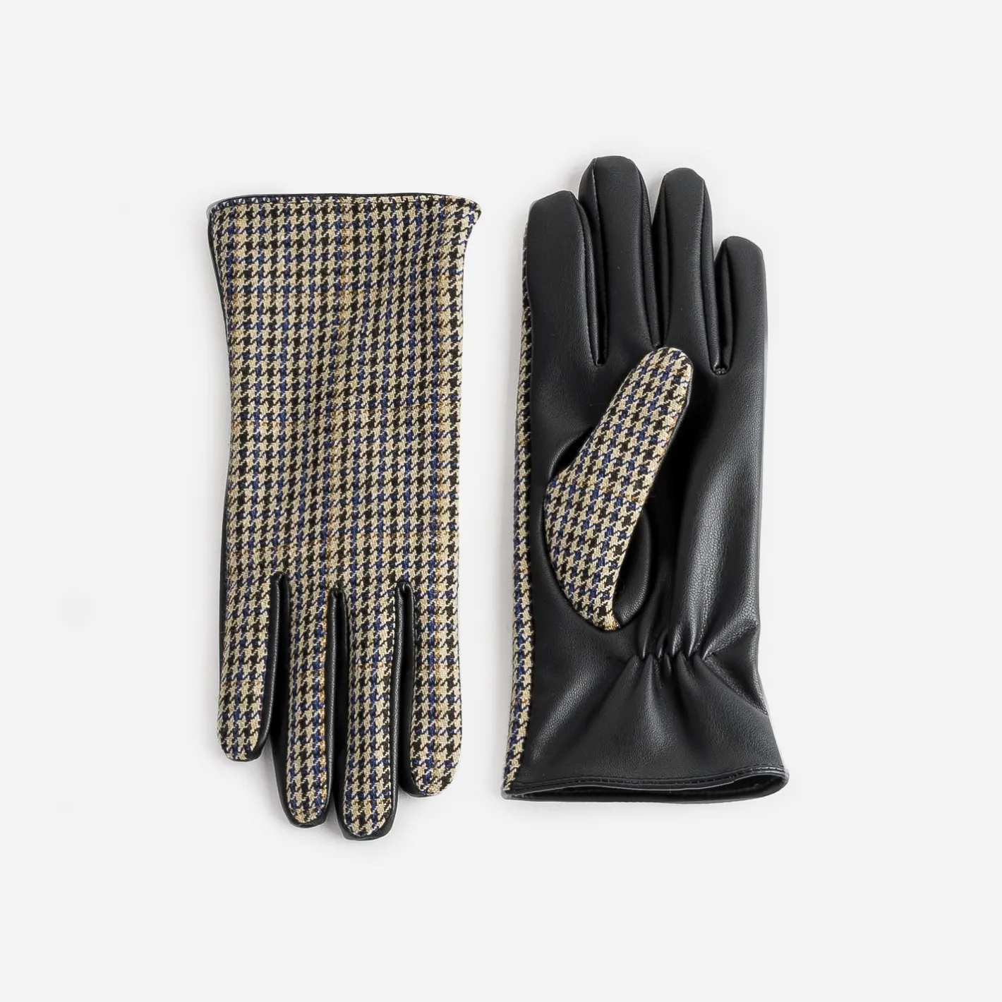 Gants s bi-matière à motif pied-de-poule^Eram Clearance