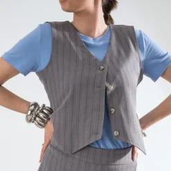 Gilet de costume rayures tennis^Texto New
