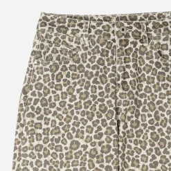 Jean beige à imprimé léopard^Texto New