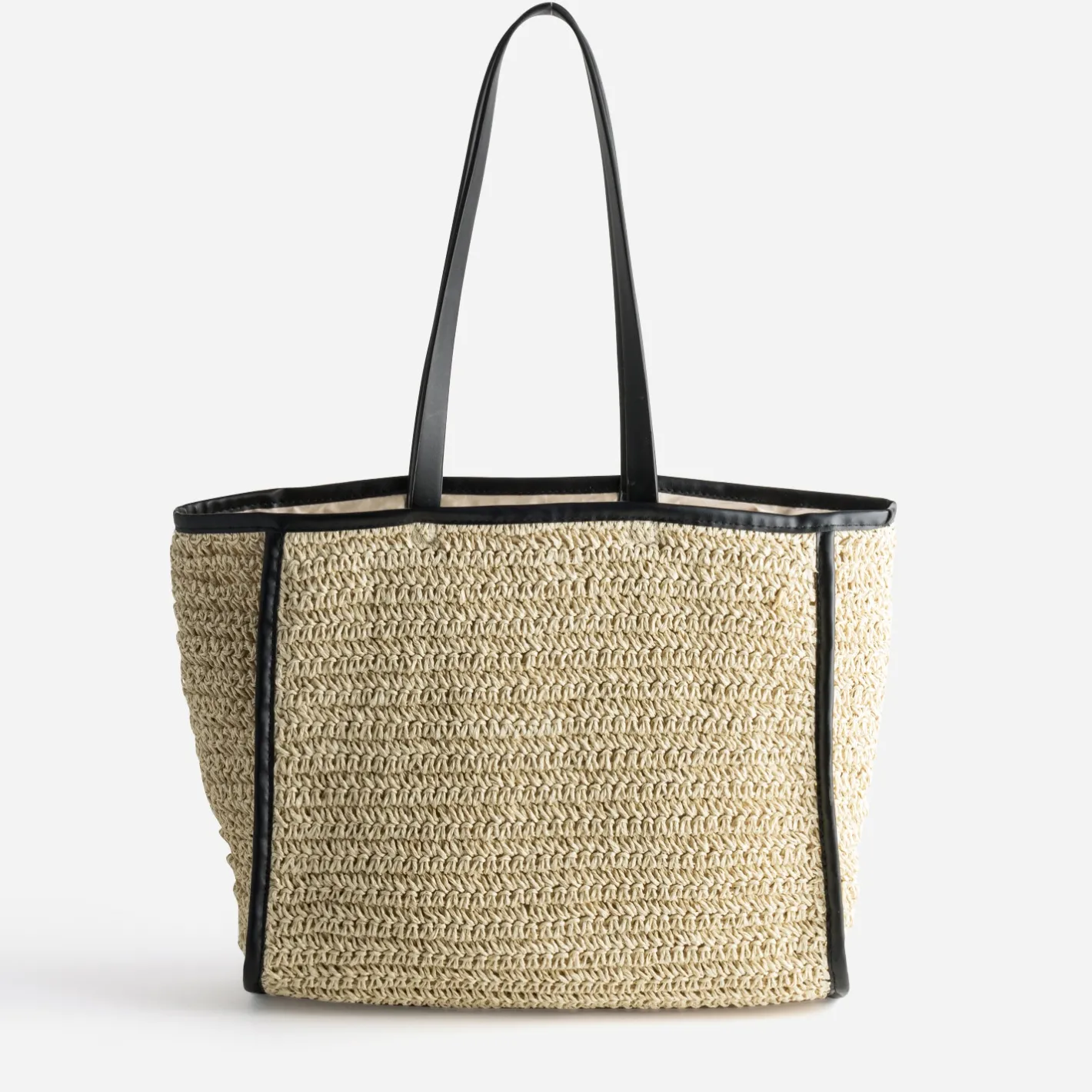 Maxi cabas paille papier et noir^Texto New