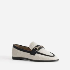 Mocassin bi-matière lin et noir^Eram Online