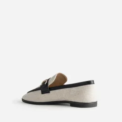 Mocassin bi-matière lin et noir^Eram Online