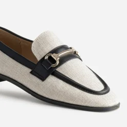 Mocassin bi-matière lin et noir^Eram Online