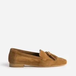 Mocassin camel cuir velours à pampilles^Eram New